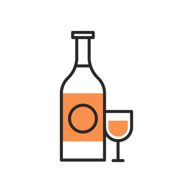 şarap şişesi ve bardak doldurma simgesi