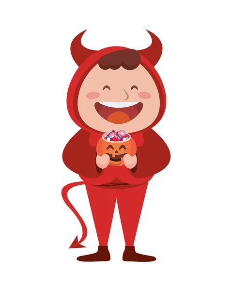 Lindo niño vestido como un personaje del diablo — Archivo Imágenes Vectoriales