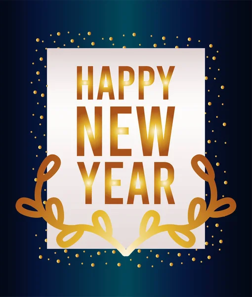 Altın çelenkli mutlu yeni yıl kartı — Stok Vektör