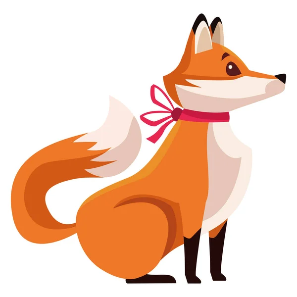 Happy merry christmas with fox icon — Stock Vector