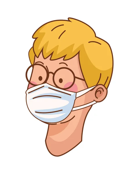Mann mit medizinischer Maske und Brille — Stockvektor