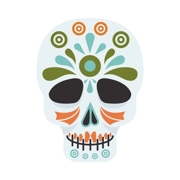 Hagyományos mexikói koponya fej lapos stílusú ikon — Stock Vector