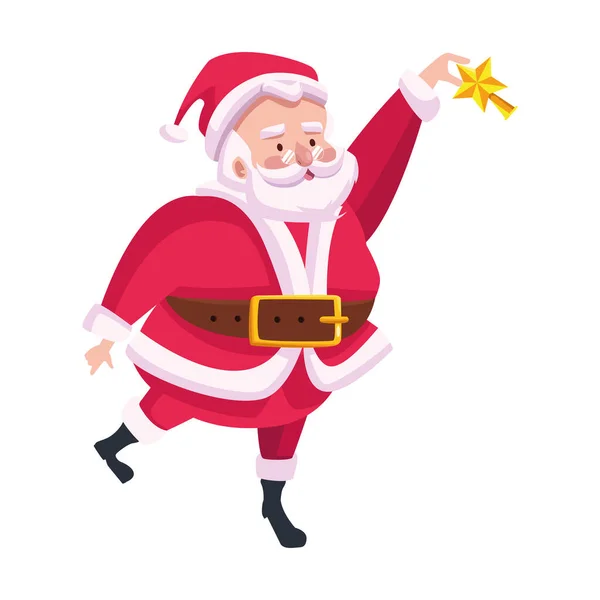 Mignon Père Noël claus avec personnage étoile — Image vectorielle
