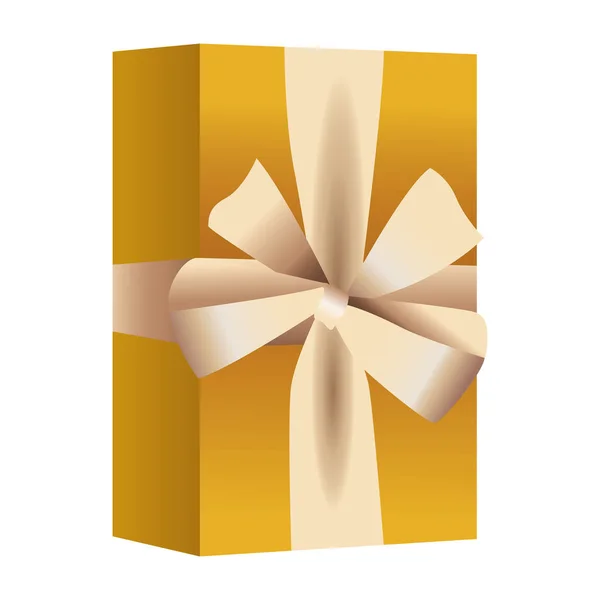 Boldog karácsonyt arany ajándék fehér gyöngy szalag — Stock Vector
