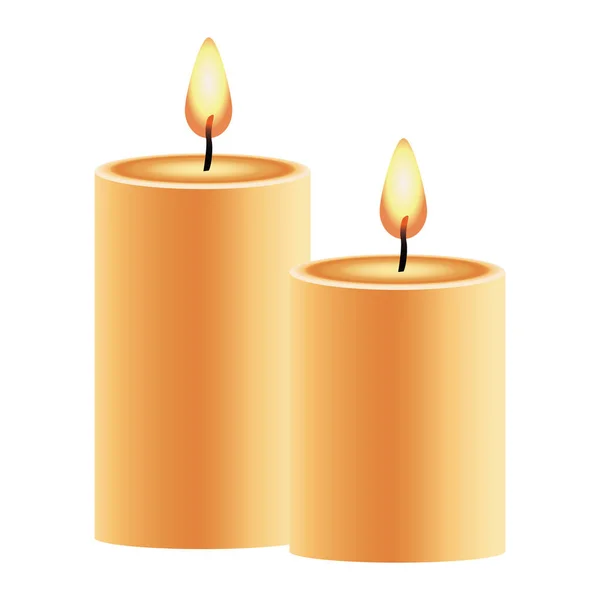 Feliz año nuevo oro velas iconos decoración — Vector de stock