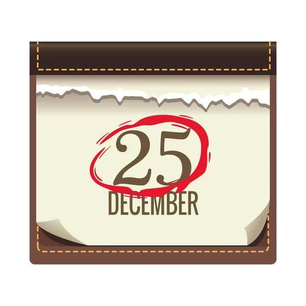 Calendar with 25 december date christmas icon — Stock Vector