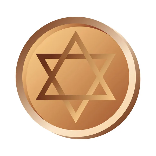 Munt met joodse ster hanukkah viering icoon — Stockvector