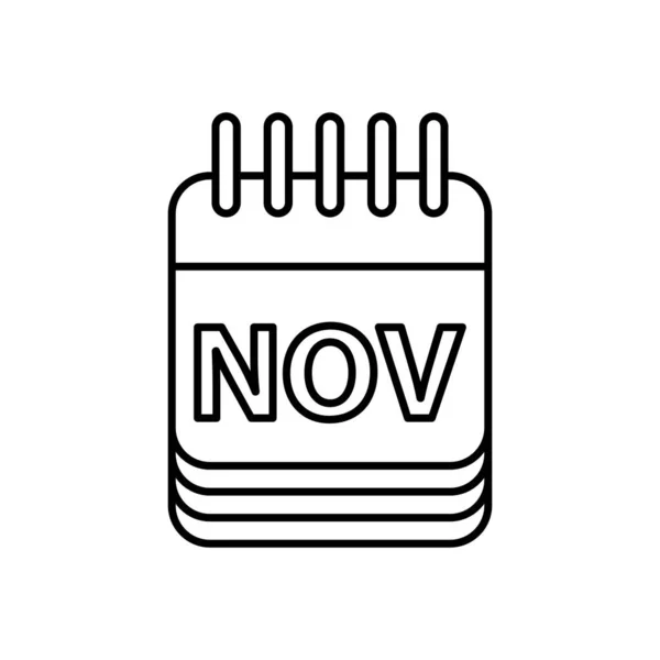 Ημερολόγιο Νοέμβριος μήνα γραμμή στυλ εικονίδιο — Διανυσματικό Αρχείο
