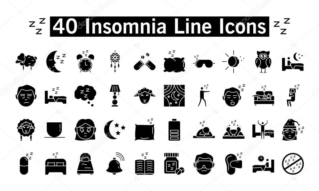 bundle of Insomnia silhouette style icons