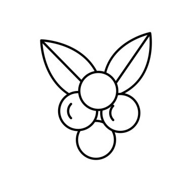 Üzümler taze meyve ve yaprak çizgi simgesi