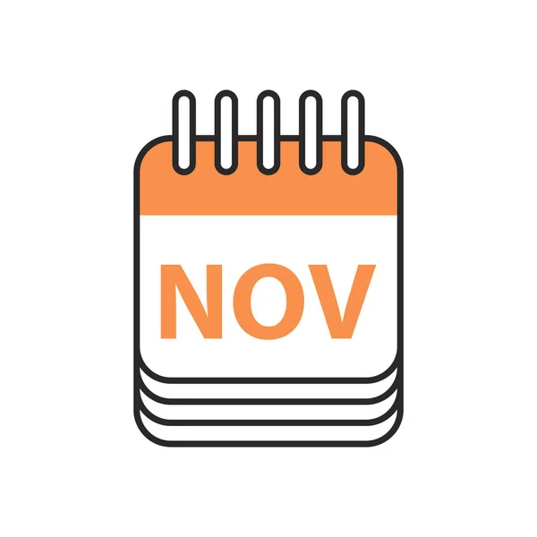 Ημερολόγιο Νοέμβριος μήνα συμπληρώστε το στυλ εικονίδιο — Διανυσματικό Αρχείο