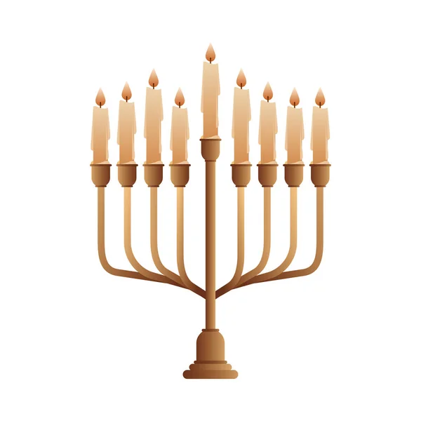 Candelabro de oro decorativo con velas icono aislado — Archivo Imágenes Vectoriales