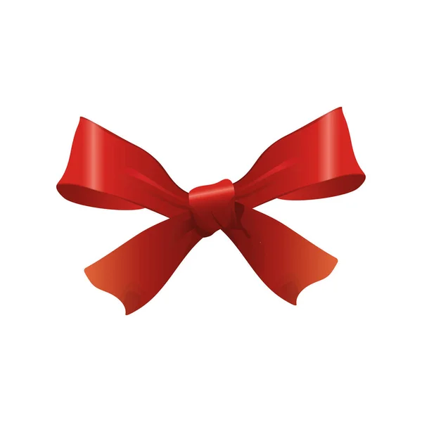 Happy merry christmas red bow ribbon icon — Stock Vector