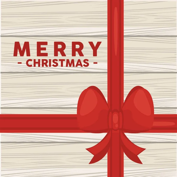 Frohe Weihnachten Schriftzug Karte mit Buh in Holz Hintergrund — Stockvektor