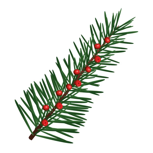 Feliz árbol de hoja de abeto de Navidad feliz con semillas — Vector de stock