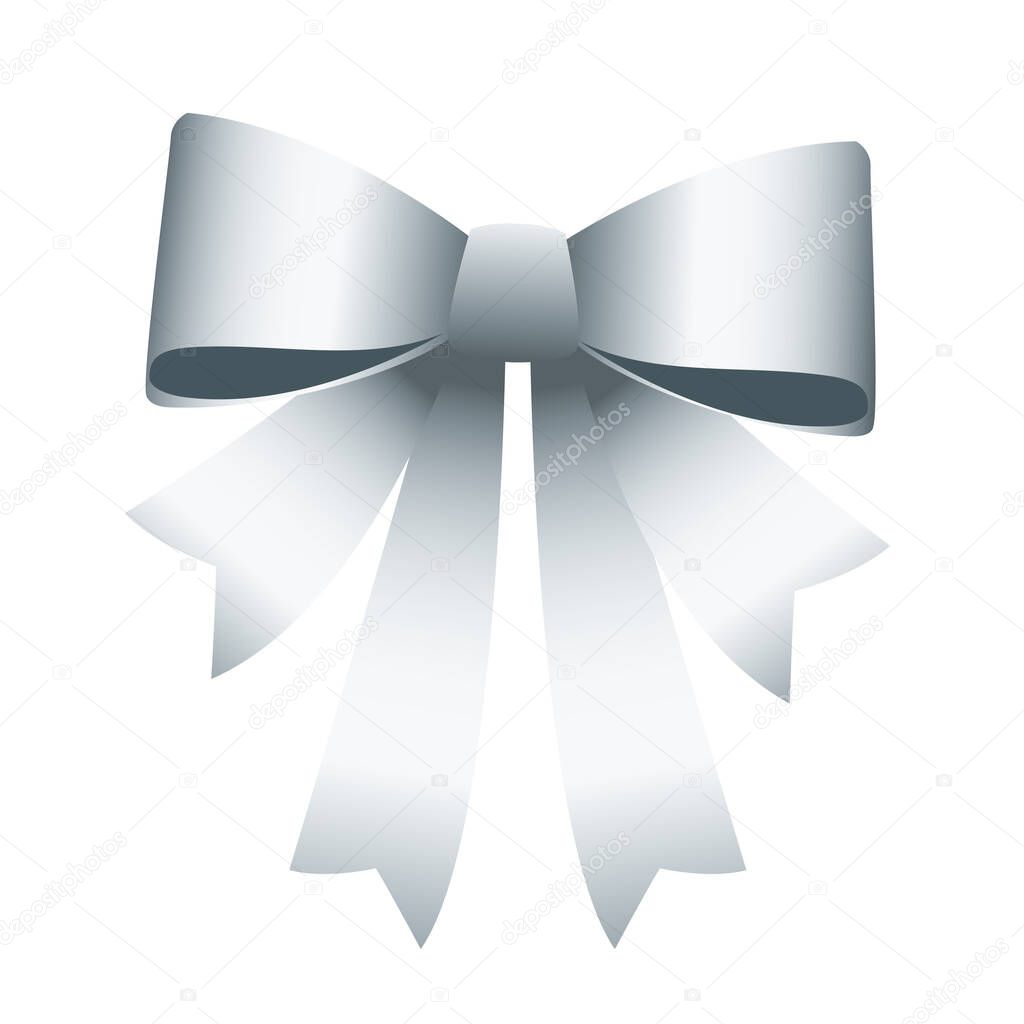 happy merry christmas silver bow ribbon
