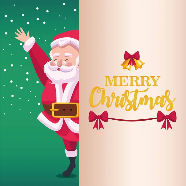 Buon Natale carta lettering con Babbo Natale carattere — Vettoriale Stock