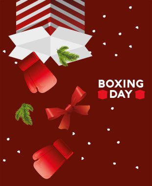 Kutu içinde eldiven ve fiyonklarla boks günü mektupları.