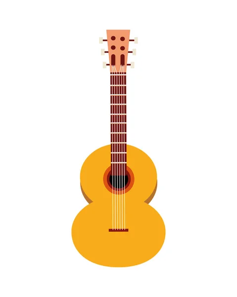 Instrument de guitare acoustique icône isolée musicale — Image vectorielle