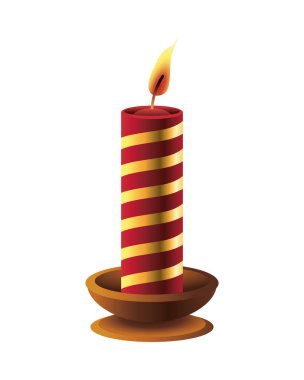 Mutlu Noeller kırmızı ve altın çizgili mum ikonu