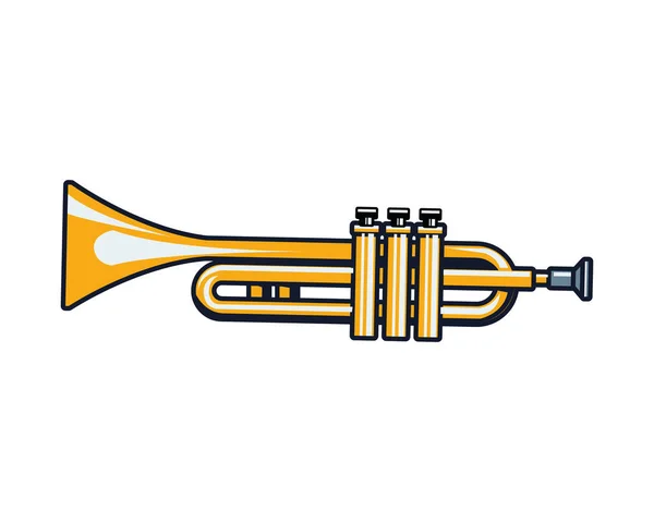 Trompeta de oro instrumento musical icono aislado — Vector de stock