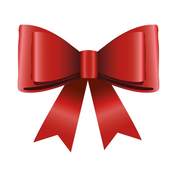 Happy merry christmas satin bow red ribbon icon — Stock Vector