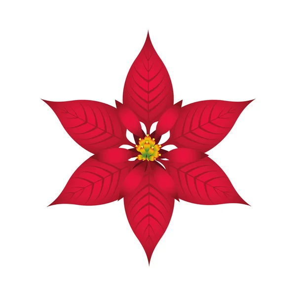 Felice Natale rosso fiore icona decorativa — Vettoriale Stock