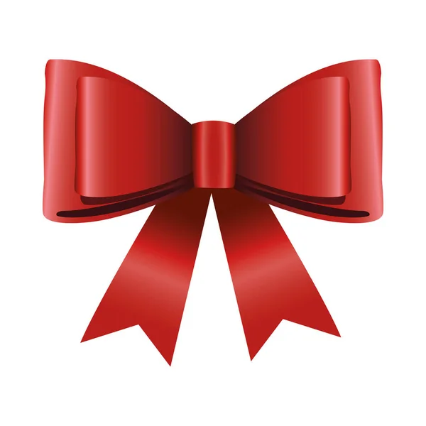Feliz Feliz Navidad raso arco rojo lazo icono — Archivo Imágenes Vectoriales