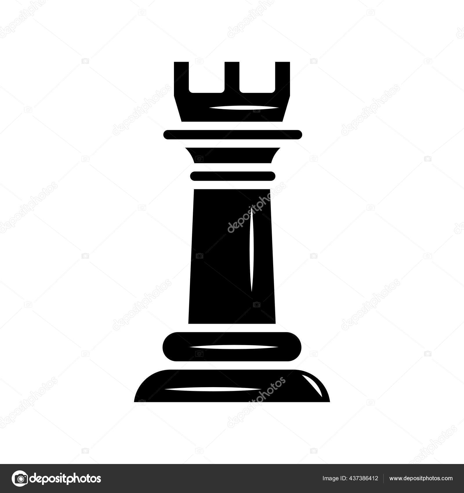 Simple rook (chess piece) icon. Black silhouette. Flat design. Isolated on  white Stock Vector