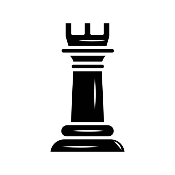 Pieza de ajedrez torre negro icono de estilo aislado — Vector de stock