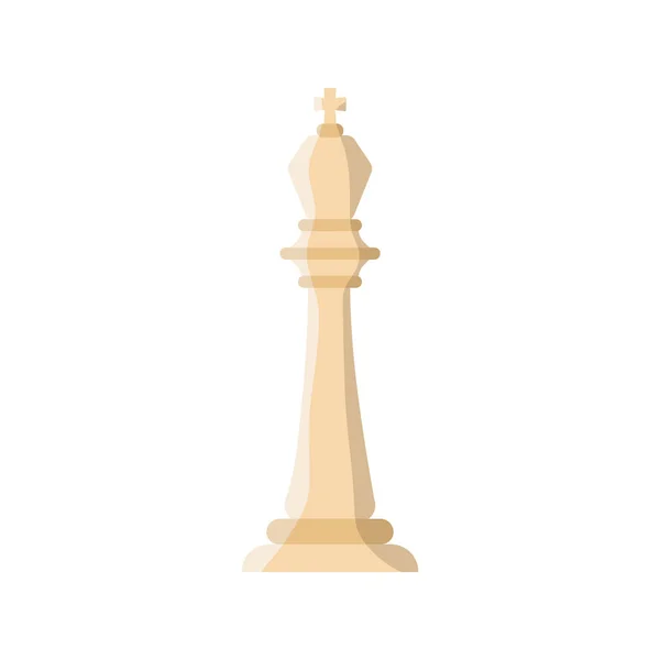 Pieza de ajedrez rey blanco icono de estilo plano — Vector de stock