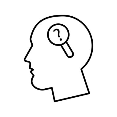 Büyüteç psikolog çizgisi simgesine sahip profil