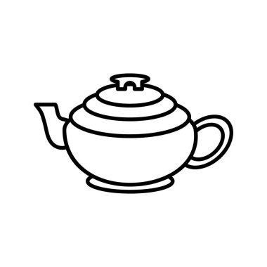 Çaydanlık mutfağı çatal bıçak çizgisi tarzı simge