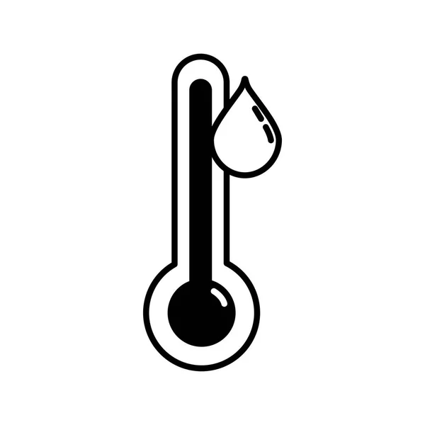 Thermometer met druppel weer maatregel lijn stijl pictogram — Stockvector