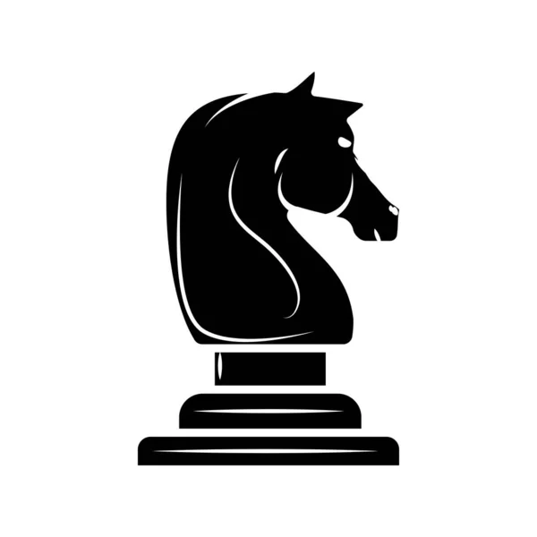 Cavaleiro preto peça de xadrez ícone de estilo isolado — Vetor de Stock