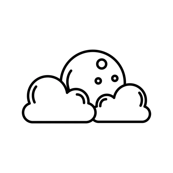Wolken met maan weer lijn stijl icoon — Stockvector