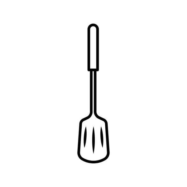 Papas fritas cuchara cocina cubiertos línea estilo icono — Vector de stock