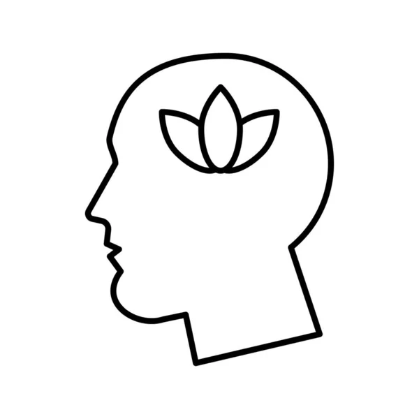 Profil mit Lotusblume Psychologe Linie Stil-Symbol — Stockvektor