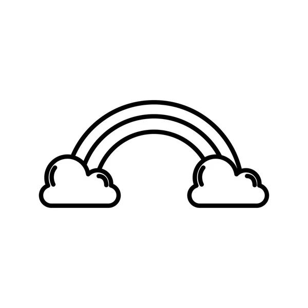 Nubes con arco iris línea de tiempo icono de estilo — Vector de stock