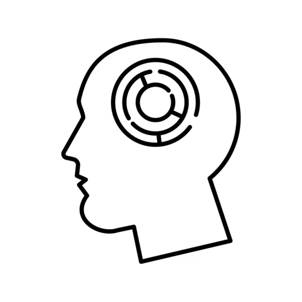 Profil mit Labyrinth-Psychologe Linie Stil-Ikone — Stockvektor