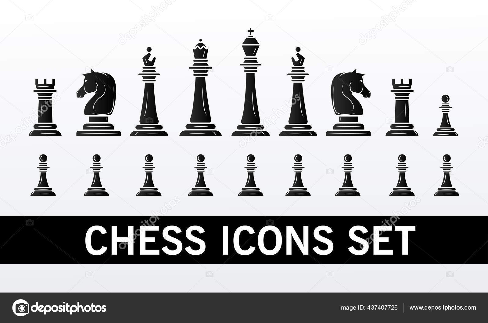 Quatro ilustrações de peças de xadrez