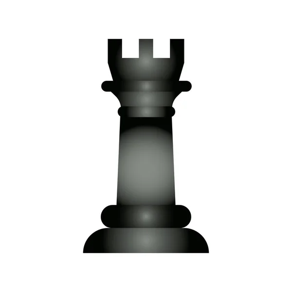 Pièce d'échecs tour noir icône de style plat — Image vectorielle