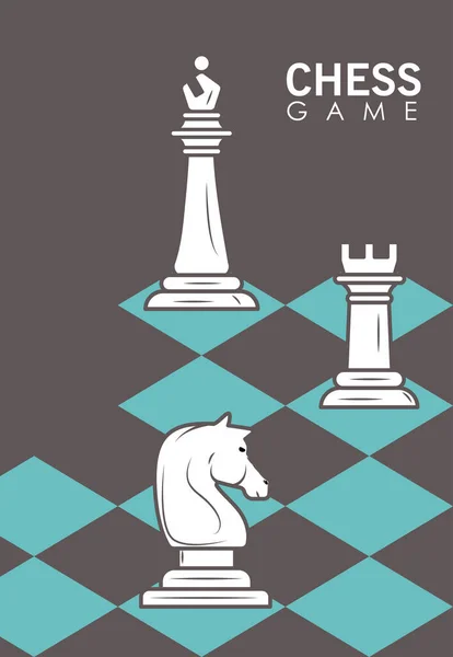 Grupo de piezas de ajedrez del equipo blanco a bordo azul — Vector de stock