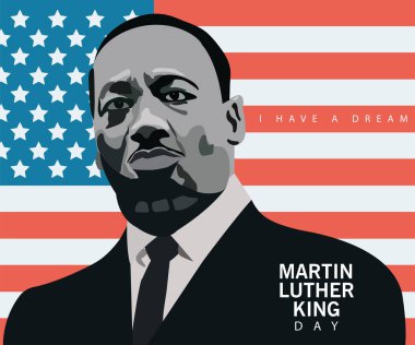 Martin Luther King Amerika bayrağında kutlama günü
