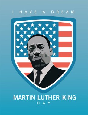 Martin Luther King Karakter Kutlama Günü Kalkanında ABD bayrağı