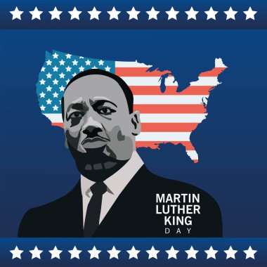 Martin Luther King Karakter Kutlama Günü Haritada ABD bayrağıyla