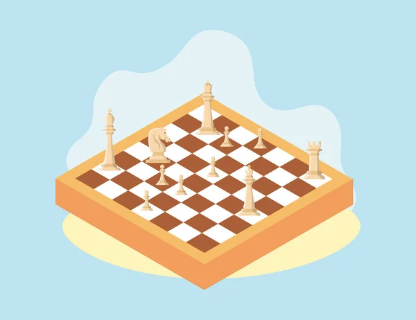 Skupina šachové figurky bílého týmu v desce — Stockový vektor