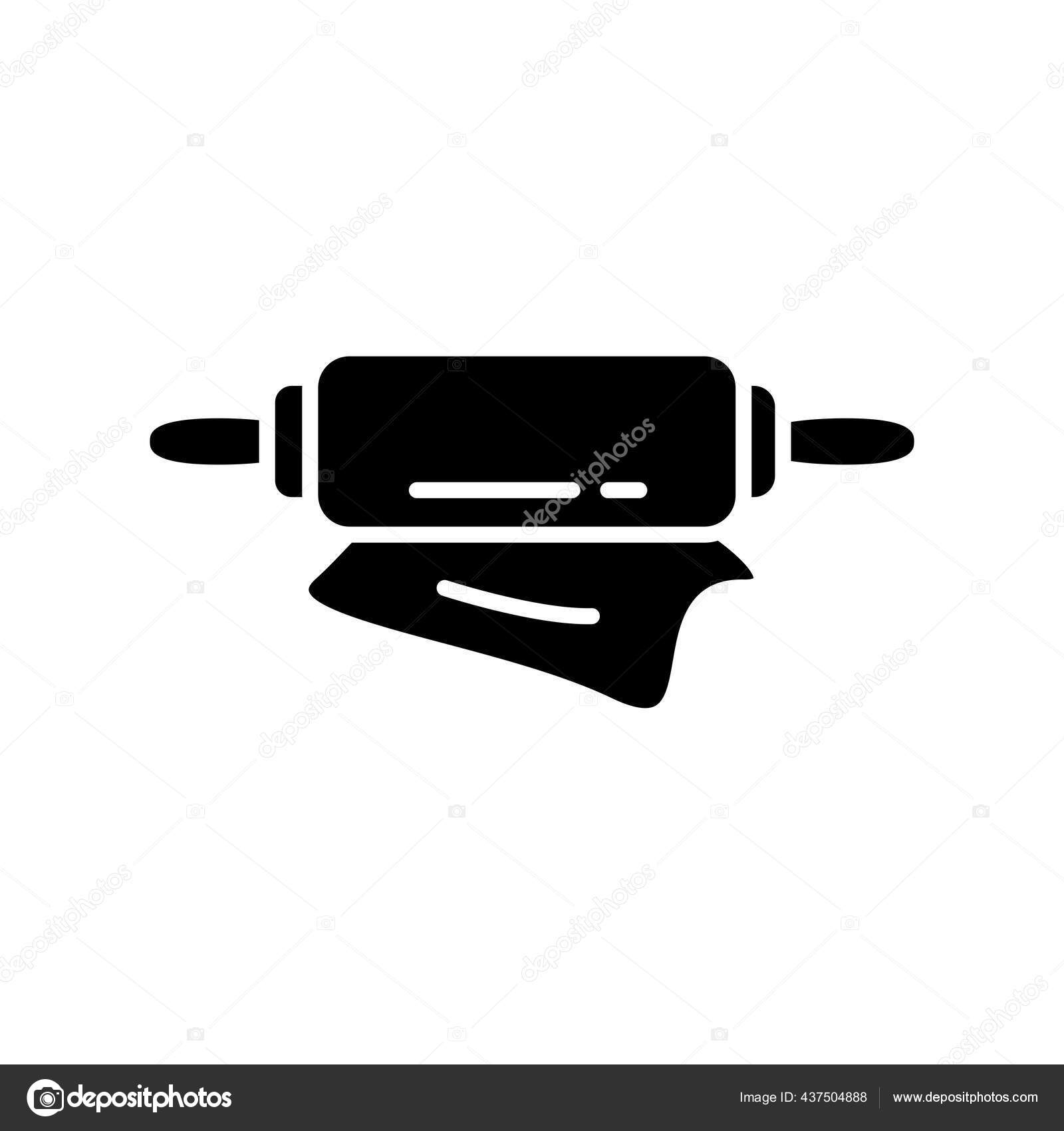 Roll wooden pastry utensil silhouette style icon Stock Vector Image by