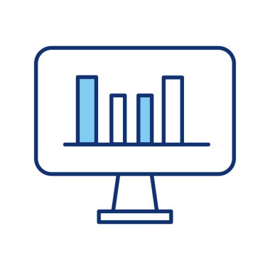 çubuk istatistik satırı biçimi simgesi olan masaüstü bilgisayar monitörü