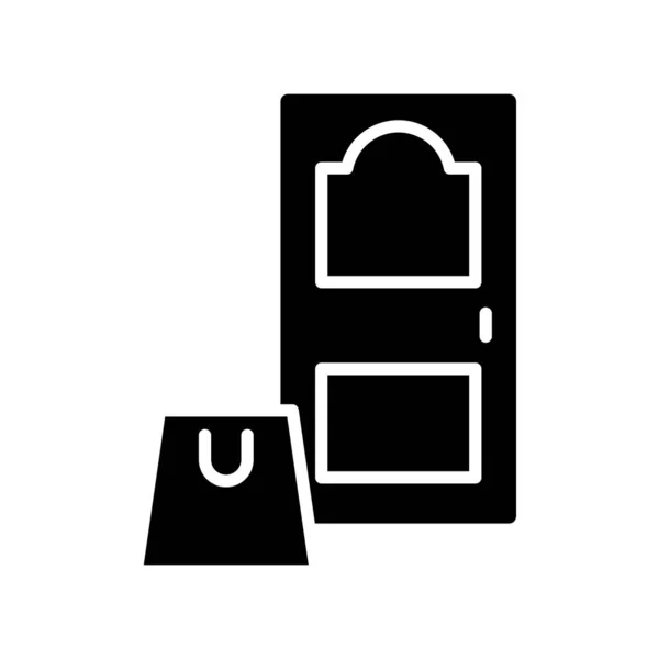 Nákupní taška v domě dveře silueta styl ikona — Stockový vektor